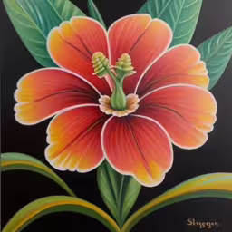 /tmp/FOOBN5nto.jpg = there is a picture on the wall of a flower
,/tmp/FOOBN5nto.jpg = a red flower painted on a black background
,/tmp/FOOBN5nto.jpg = the flower is red and green on black
,/tmp/FOOBN5nto.jpg = a painting of a flower with green leaves
,/tmp/FOOBN5nto.jpg = oil painting of large colorful flower on black background
,/tmp/FOOBN5nto.jpg = a painting of a flower on a black background
,/tmp/FOOBN5nto.jpg = this painting shows the beautiful hirania flower
