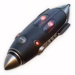 the black electric rocket is on display
