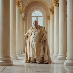 a man wearing an elaborate coat, holding a robe