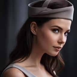 a woman wearing a hat with large bow