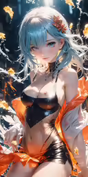 a cartoon girl in a bikini with a huge boo