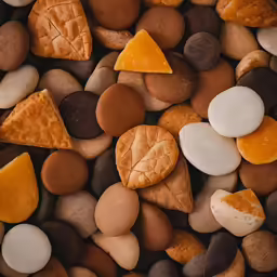 a bowl filled with rocks and different kinds of foods