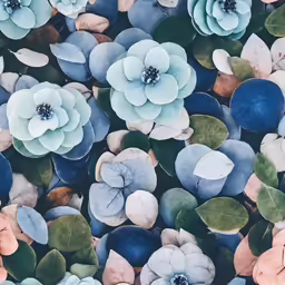 a close up photo of blue and green flowers