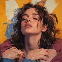 a young girl is laying down with her eyes closed