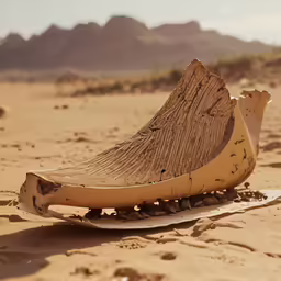 an old banana sitting in the middle of the desert