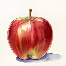 a picture of a red apple is on the floor,a watercolor drawing of an apple on a white background