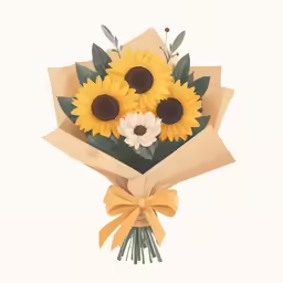 a paper bouquet of yellow sunflowers on a light background