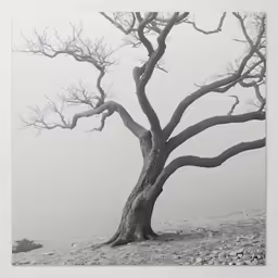 a very pretty old tree on the edge of a big hill