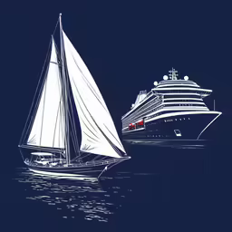 a boat and a cruise ship sailing together