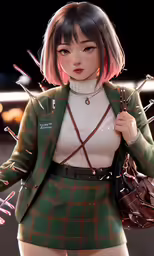 a 3d image of a woman in a skirt and jacket