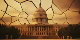 a picture taken through a glass looking at the capitol building