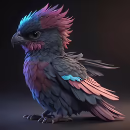 a parrot sitting down with its colored feathers