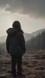 the back of a person looking at mountains