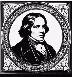 an ink portrait of john james,a black and white drawing of a man in a suit