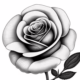 an artistic black and white drawing of a single roses,a drawing of a black and white rose