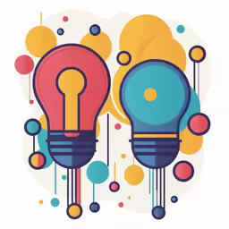 two light bulbs are seen in this artistic poster