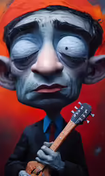 an animated drawing of a man with a guitar