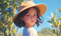 a little girl is looking at the camera
