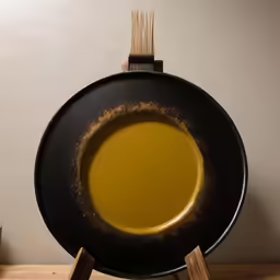 a frying pan with a liquid inside it