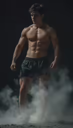 a male torso showing muscle and no shirt