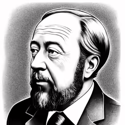 a black and white photo of a bearded man