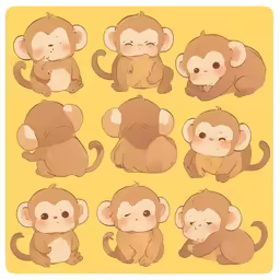 various monkey images are grouped together