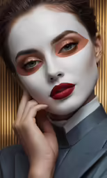 woman in white mask posing for photo