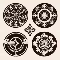 four different styles of designs on different shapes