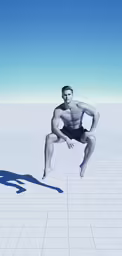 a man standing in the middle of a big tiled floor