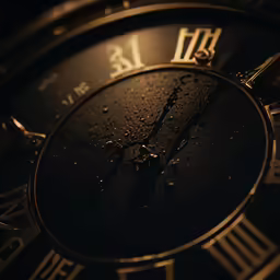 close up shot of a clock face showing 12 14