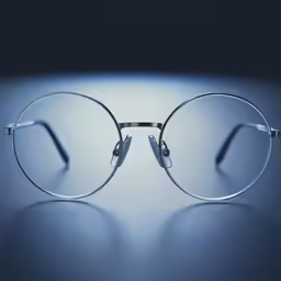 the metal frame glasses are clear and shiny