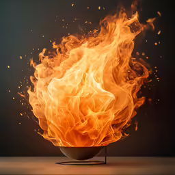 a close up of fire in an empty container