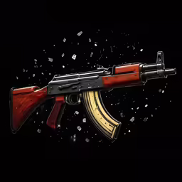 an ak - 74 rifle with a wooden gun rail and barrel