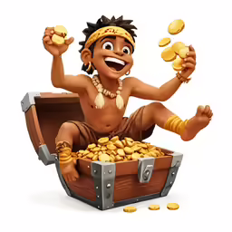 the cartoon african man is holding up golden coins