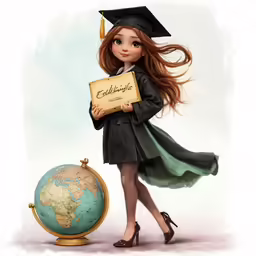a girl dressed in graduation attire is holding a certificate