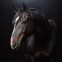 a dark horse is standing in the darkness