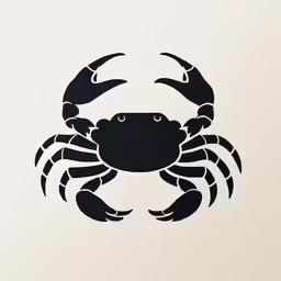 the black silhouette of a crab on a white background