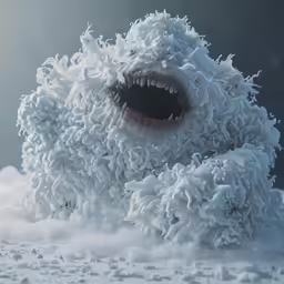 a foamy monster face is in the middle of the floor