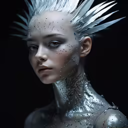a woman with very many spikes on her head
