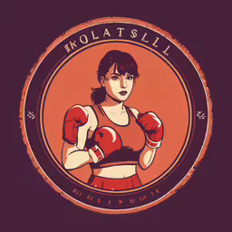 an image of a girl with boxing gloves on,an old school boxing image with the name ronolat still on