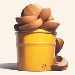 two yellow containers filled with brown eggs