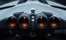 three orange lights on top of an object