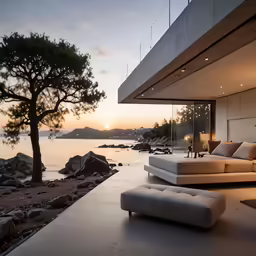 a couch in the living room with a view