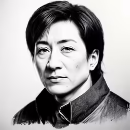 black and white portrait of a man wearing a shirt
