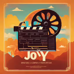 a stylized image of a clapper in a film strip,an old movie clapper with a bird sitting on top