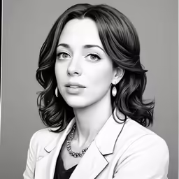 black and white image of woman in blazer
