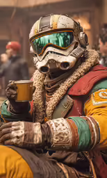 this is a shot of a guy dressed as a star wars character