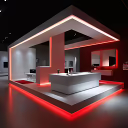 the display has red lights on both sides of the counter