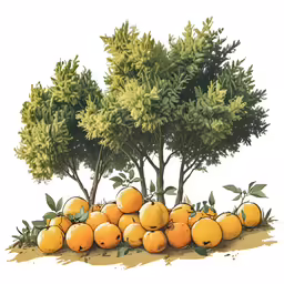 this is a drawing of some lemon trees