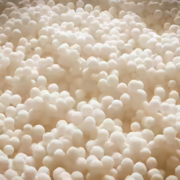 small white balls that are scattered over and all grouped together